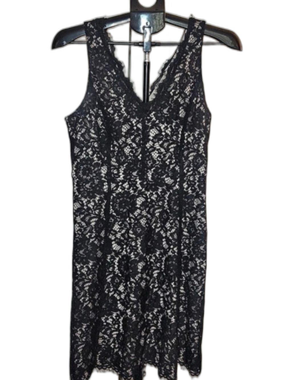 LOFT Floral Lace Dress Black & White Size 4